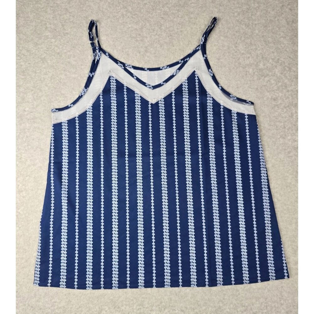 NWOT Women's Blue/White Tank Top Size L